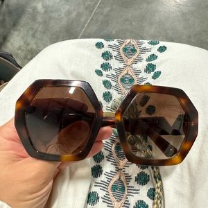 Valentino Women’s Sunglasses Brown large hexagon